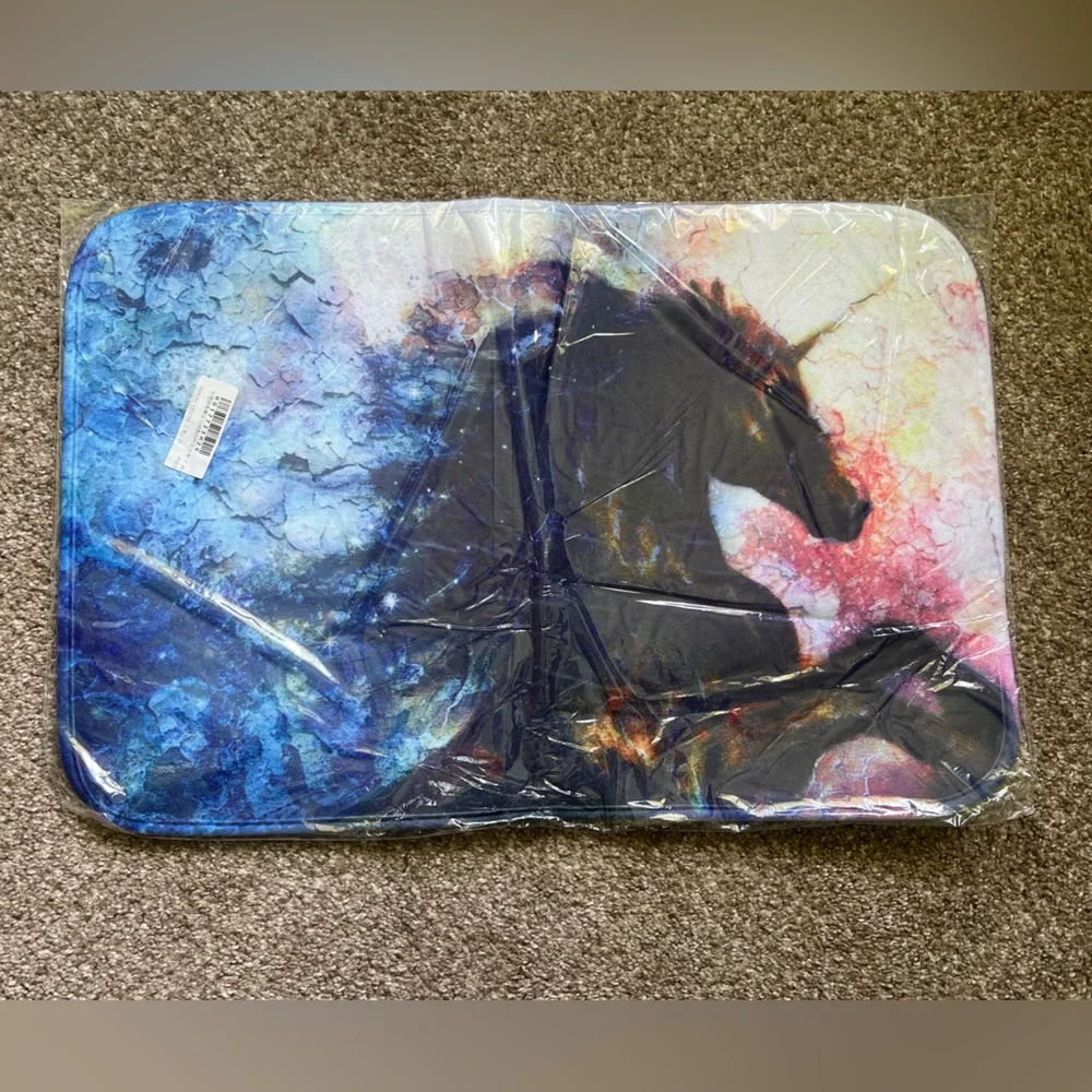 Soft Plush Unicorn Rug Mat Abstract Watercolor Painted-Look Magical Mystical 🦄